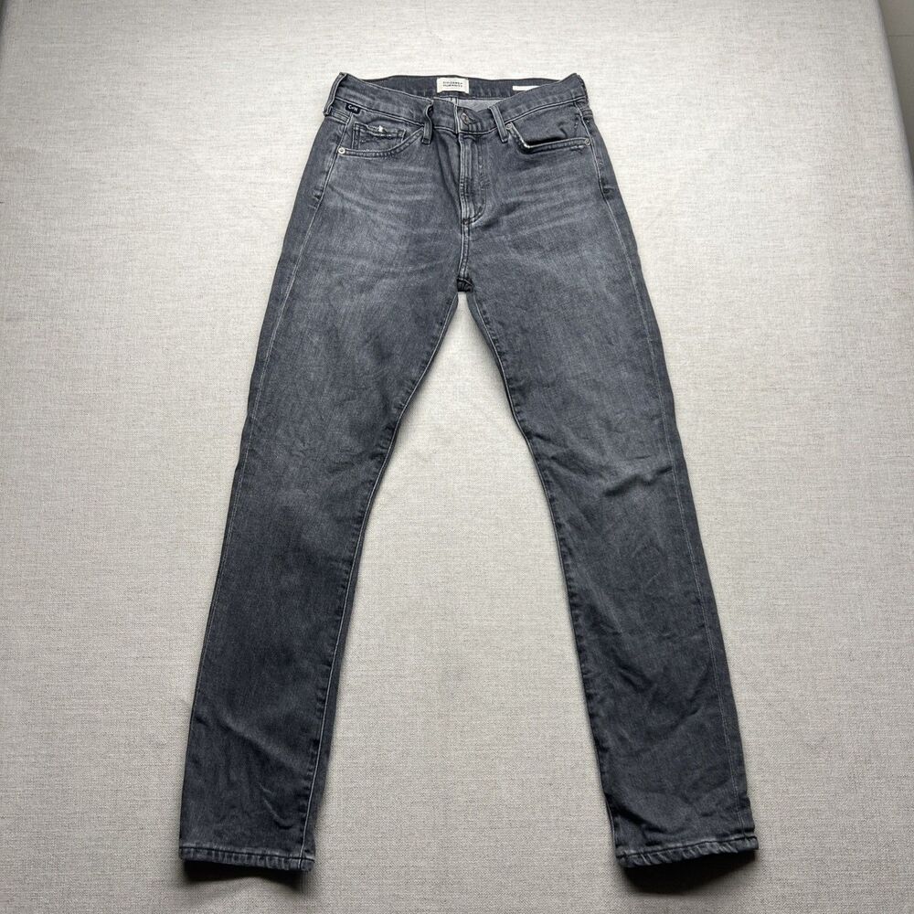 Citizens Of Humanity Skyla Gray Mid Rise Cigarette Jeans 26 Stretch Cotton Blend